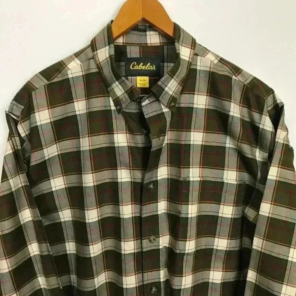 Cabela's Men XL Checked Long Sleeve Button Shirt